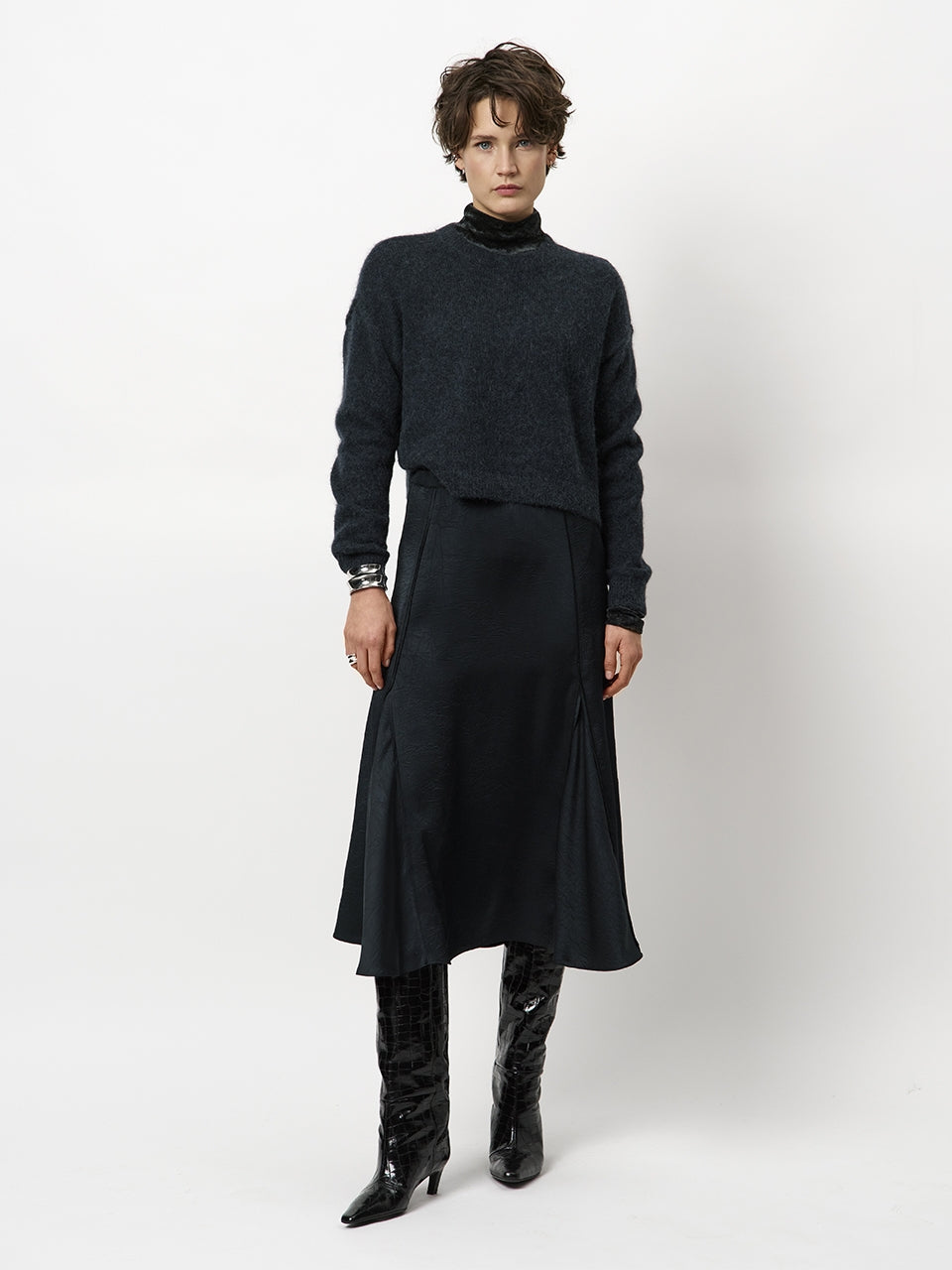 Mirage flowy satin skirt