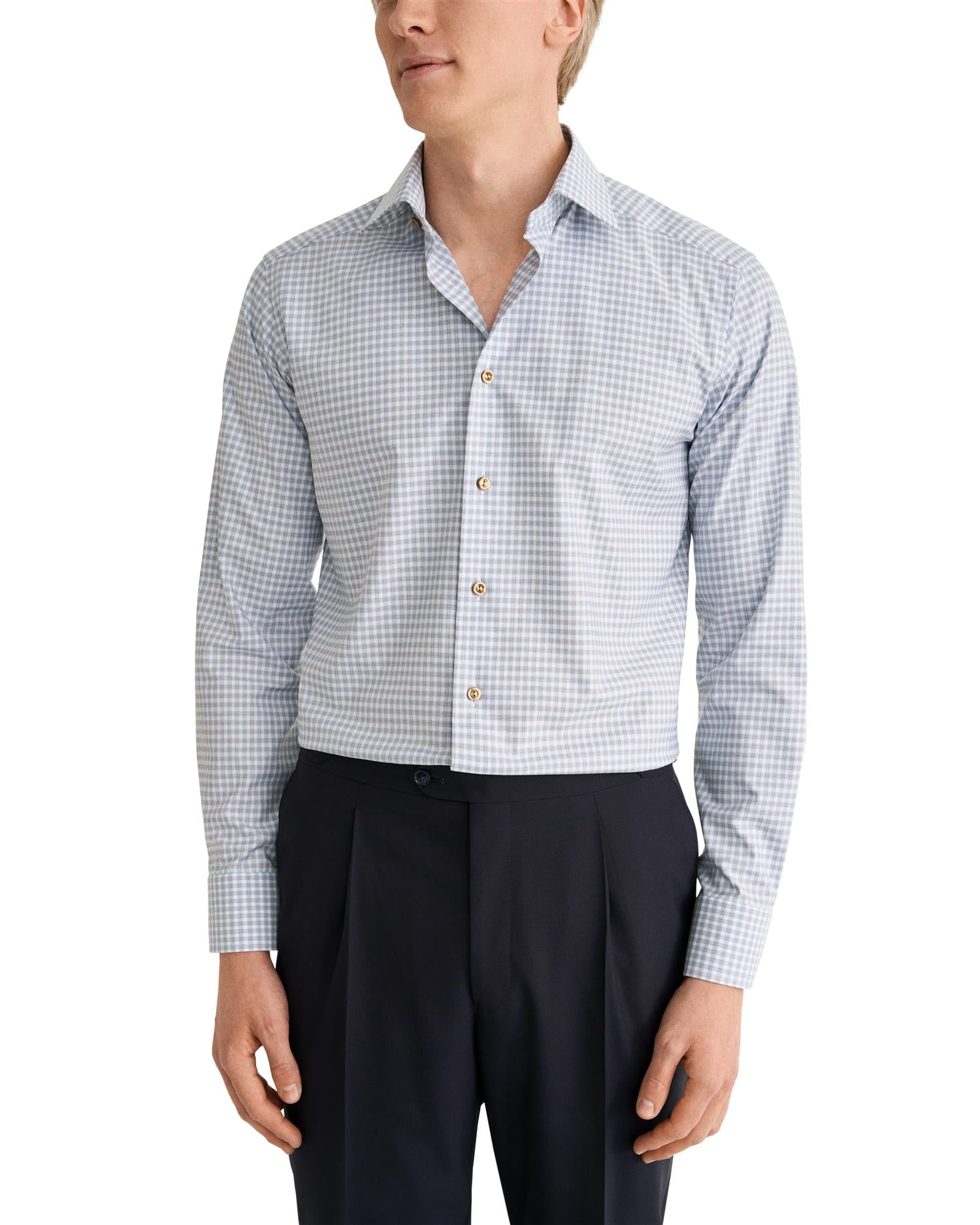 Light blue Check Cotton TENCEL™ Lyocell Shirt