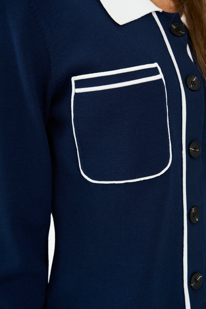 Vigga LS Contrast Polo Knit