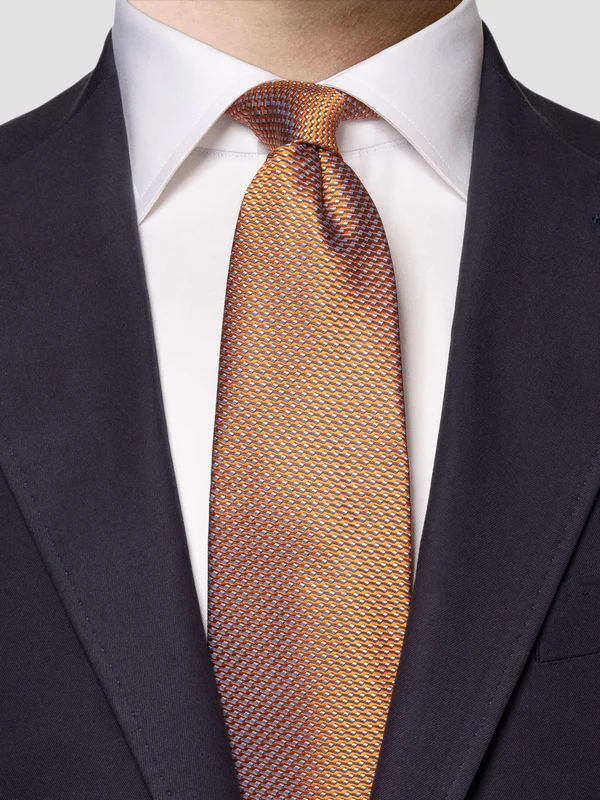 Orange Geometric Woven Silk Tie
