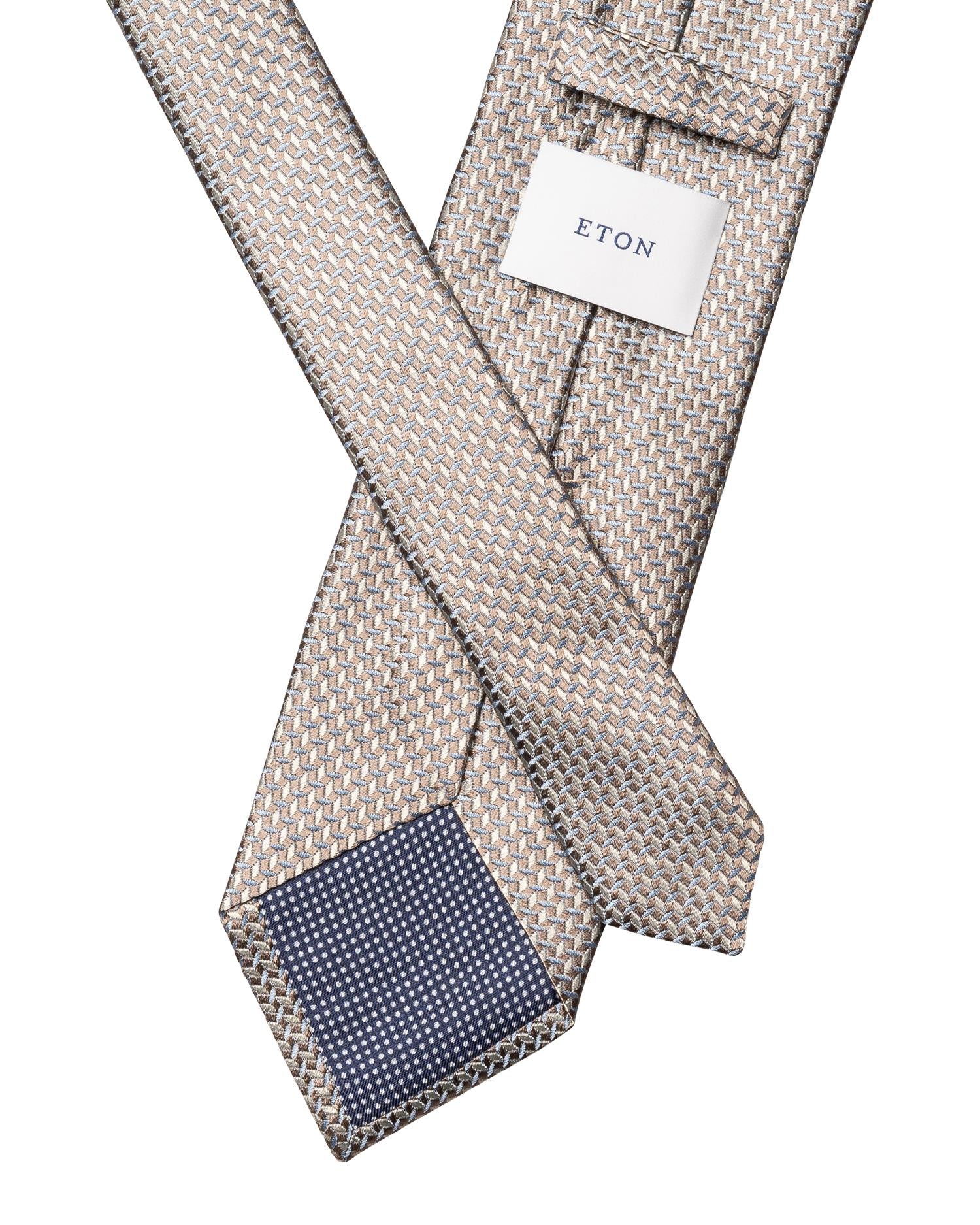 Beige Micro Geometric Woven Silk Tie