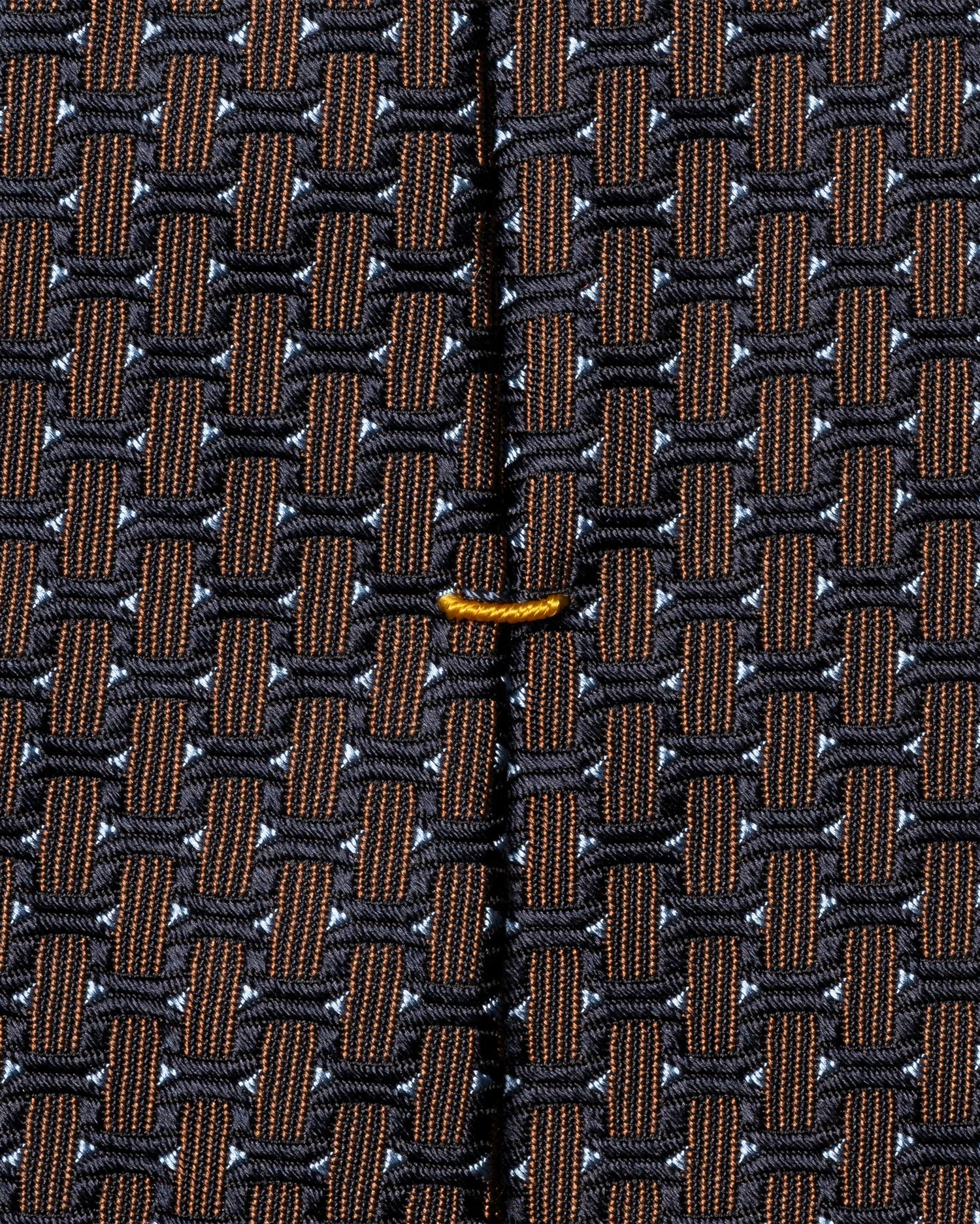 Brown Geometric Woven Silk Tie