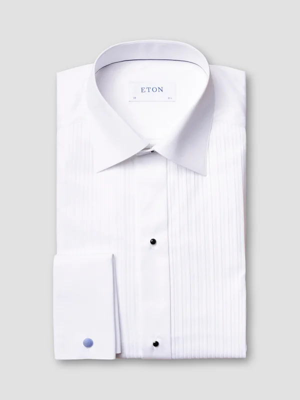 Slim Fit White Plissé Shirt