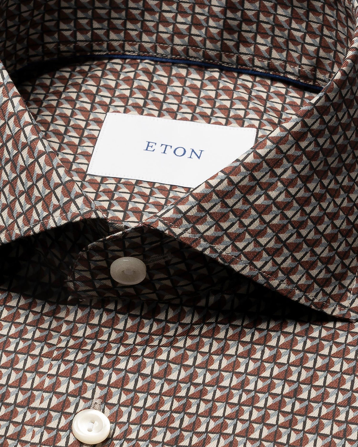Dark Red Geometric Signature Twill Shirt