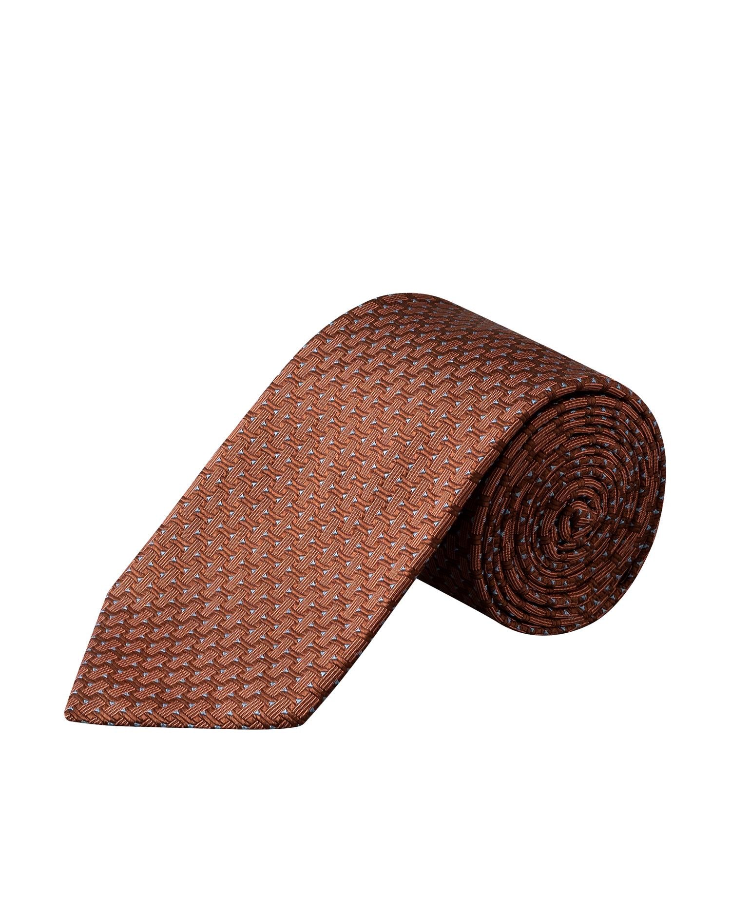 Orange Geometric Woven Silk Tie