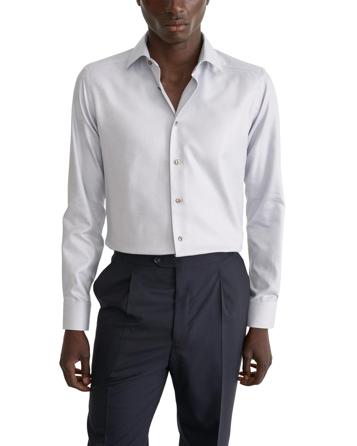 Mid grey Micro Check King Twill Shirt