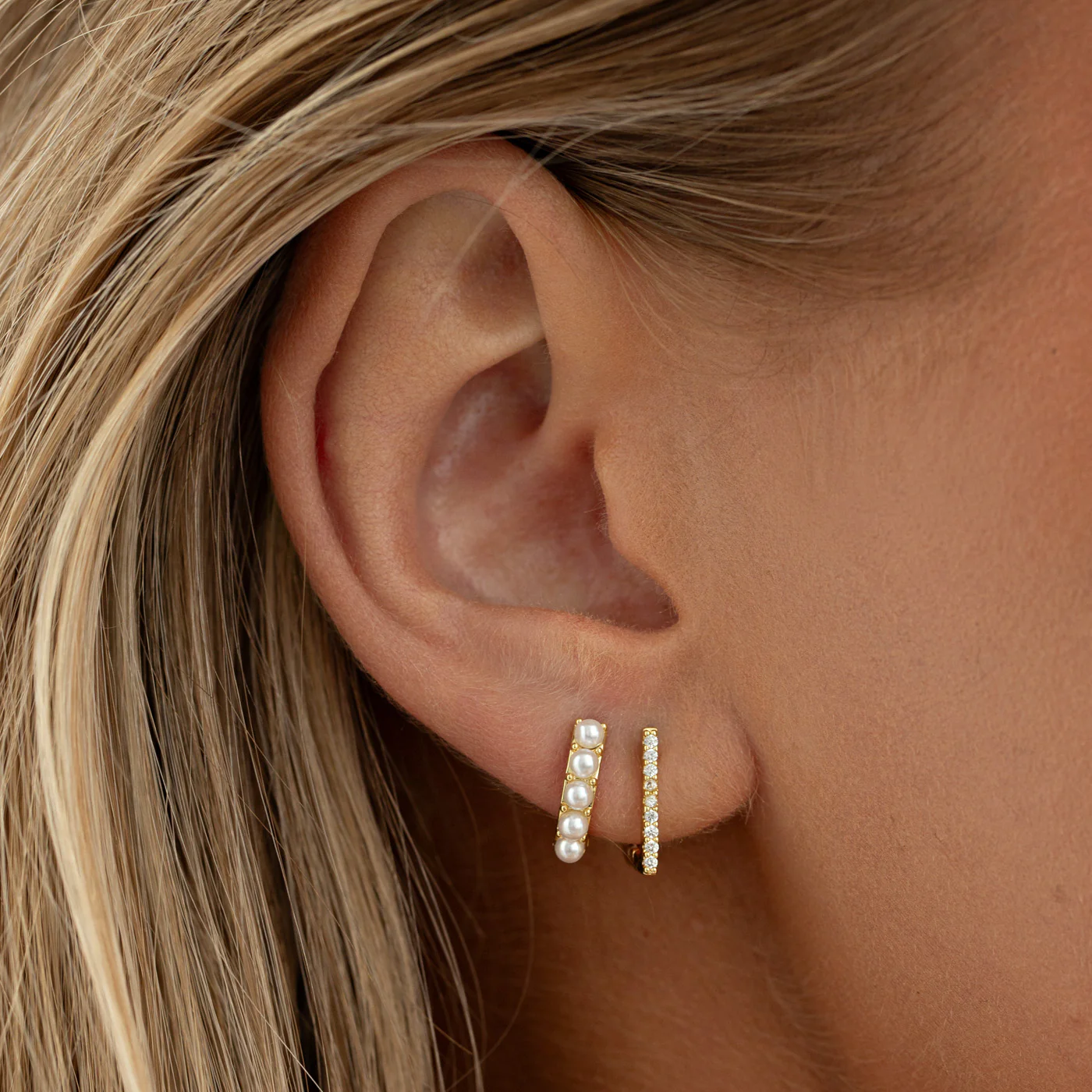 Essie - Pearl Hoop Stud Earrings