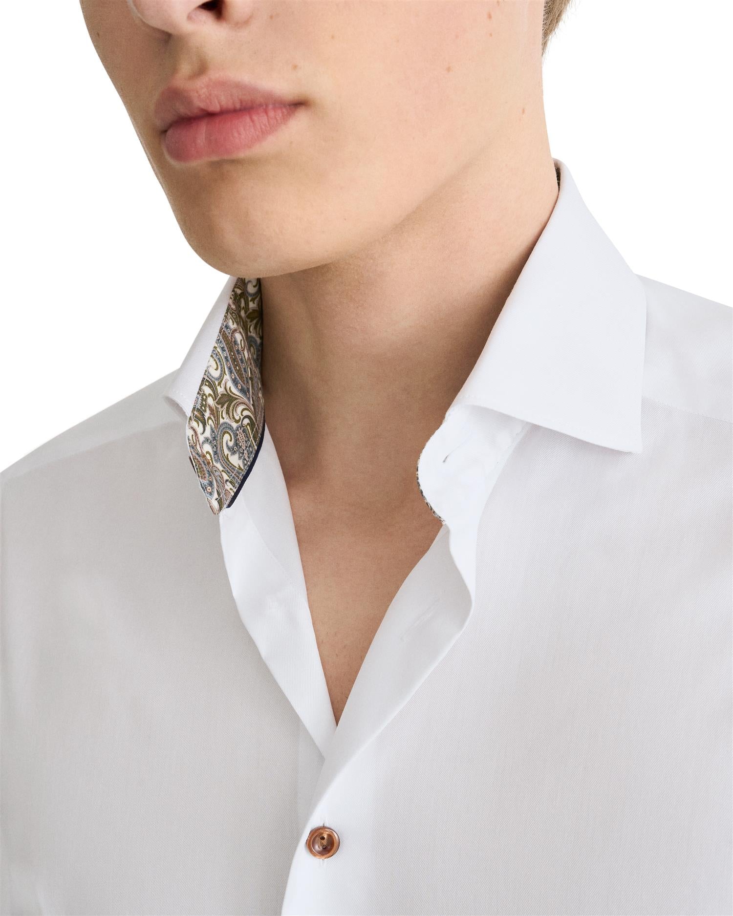 White Paisley Effect Signature Twill Shirt