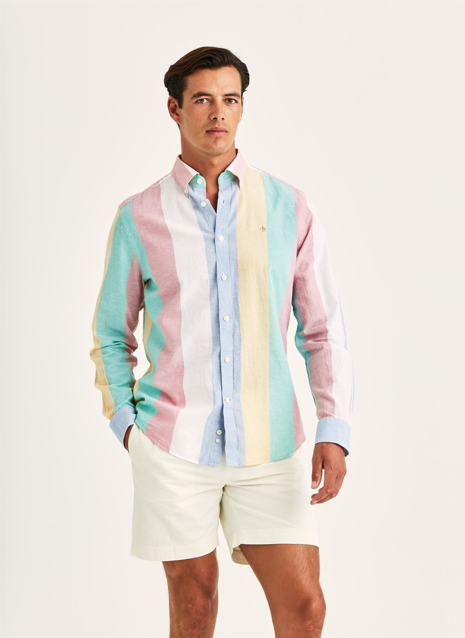 Happy Linen Stripe Shirt-Classic Fit