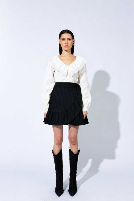 Wanda Skirt Black Pinstripe