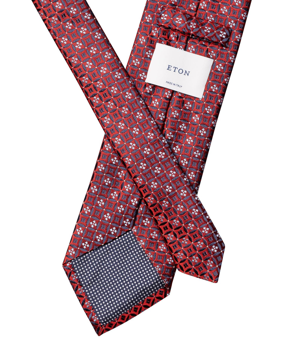 Red Geometric Woven Silk Tie