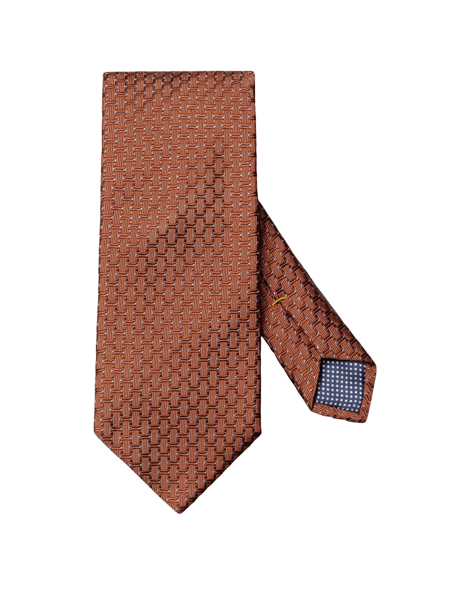 Orange Geometric Woven Silk Tie