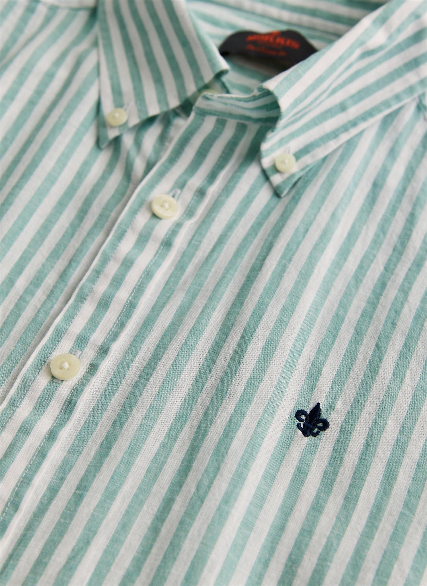 Douglas Linen Stripe Shirt-Classic Fit