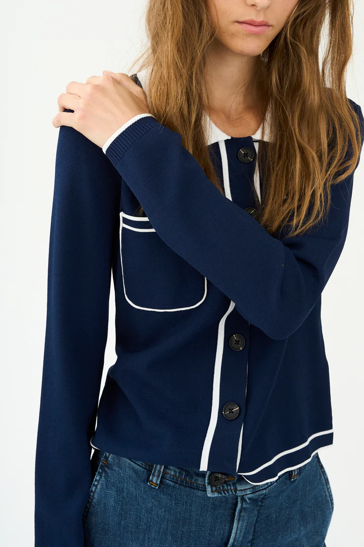 Vigga LS Contrast Polo Knit