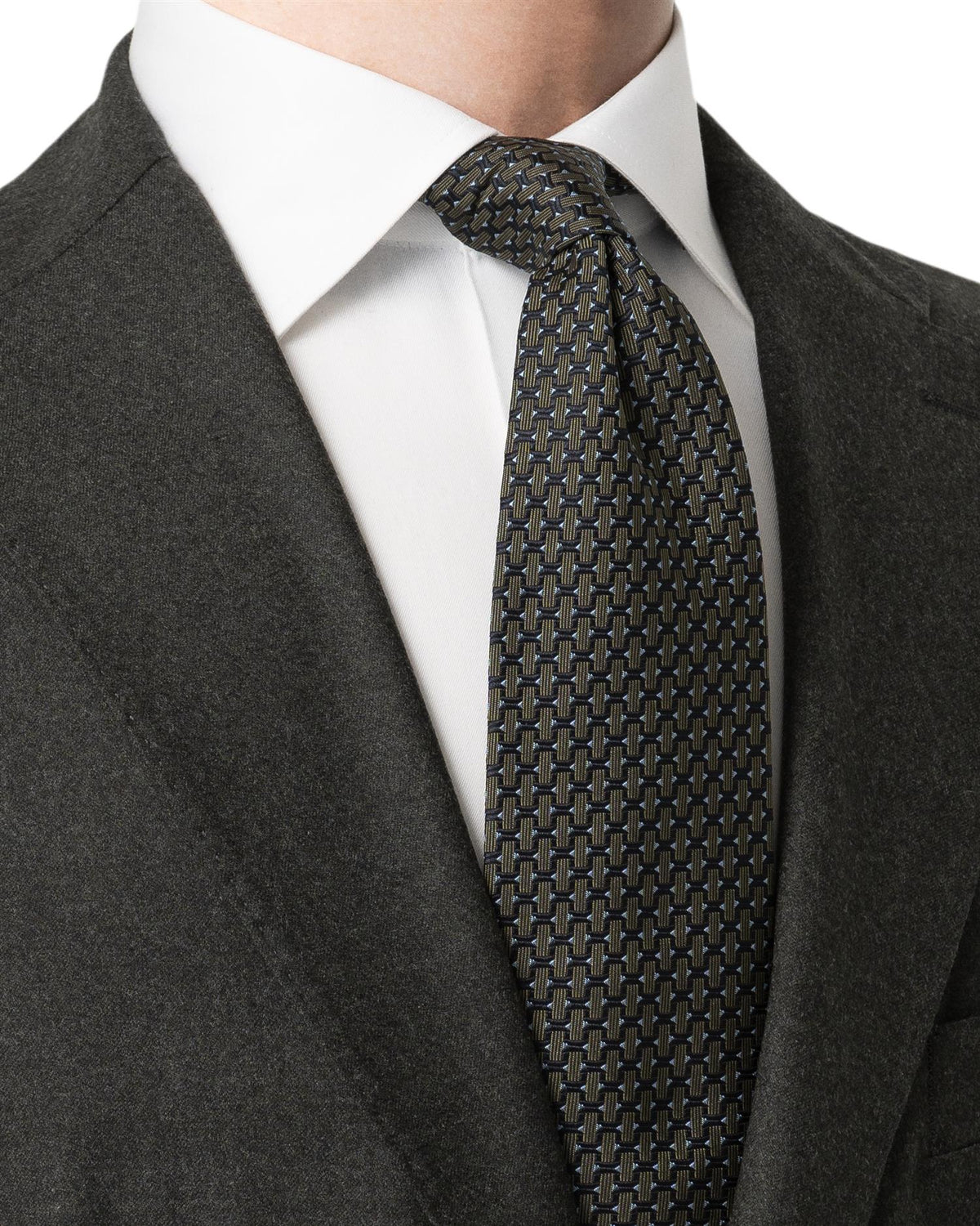 Dark green Geometric Woven Silk Tie
