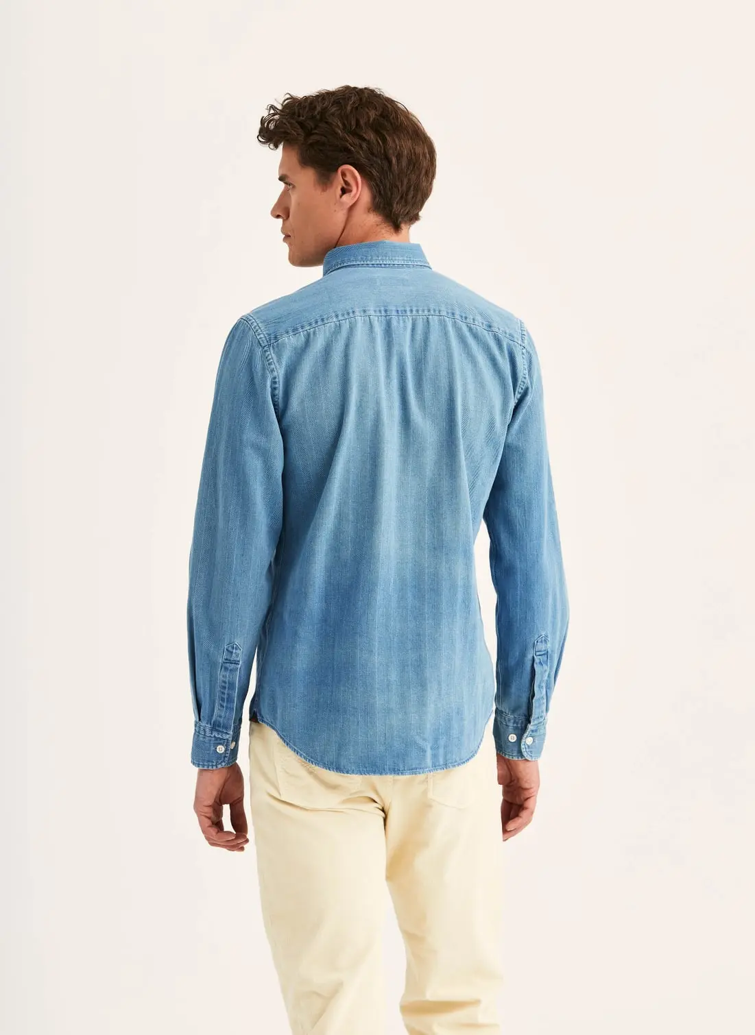 Indigo Herringbone Shirt-Slim Fit