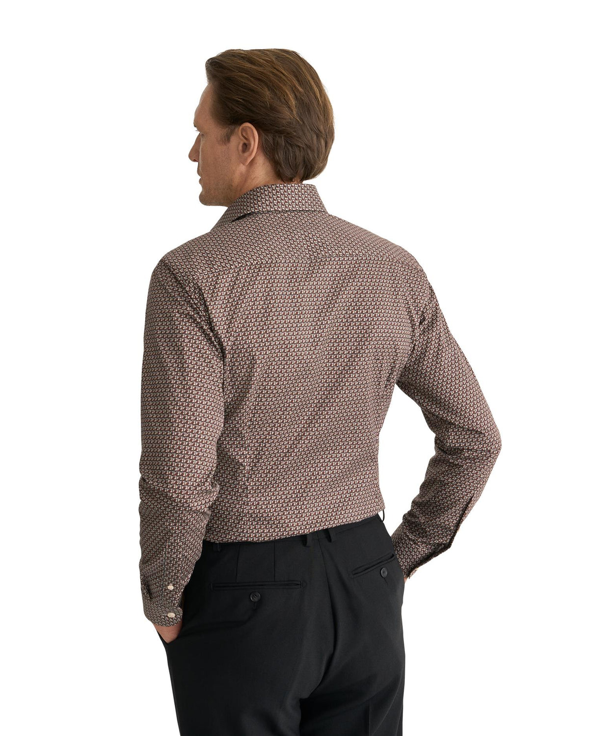 Dark Red Geometric Signature Twill Shirt