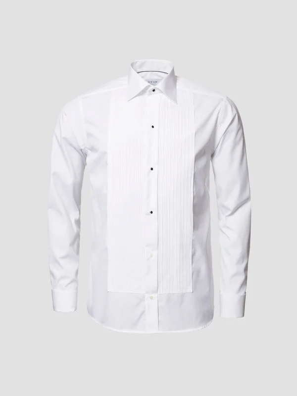 Slim Fit White Plissé Shirt