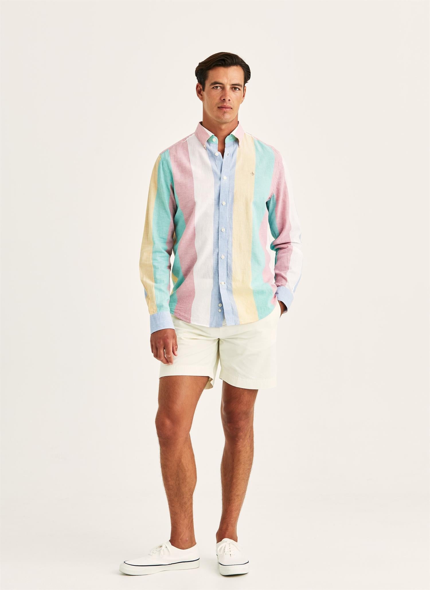 Happy Linen Stripe Shirt-Classic Fit