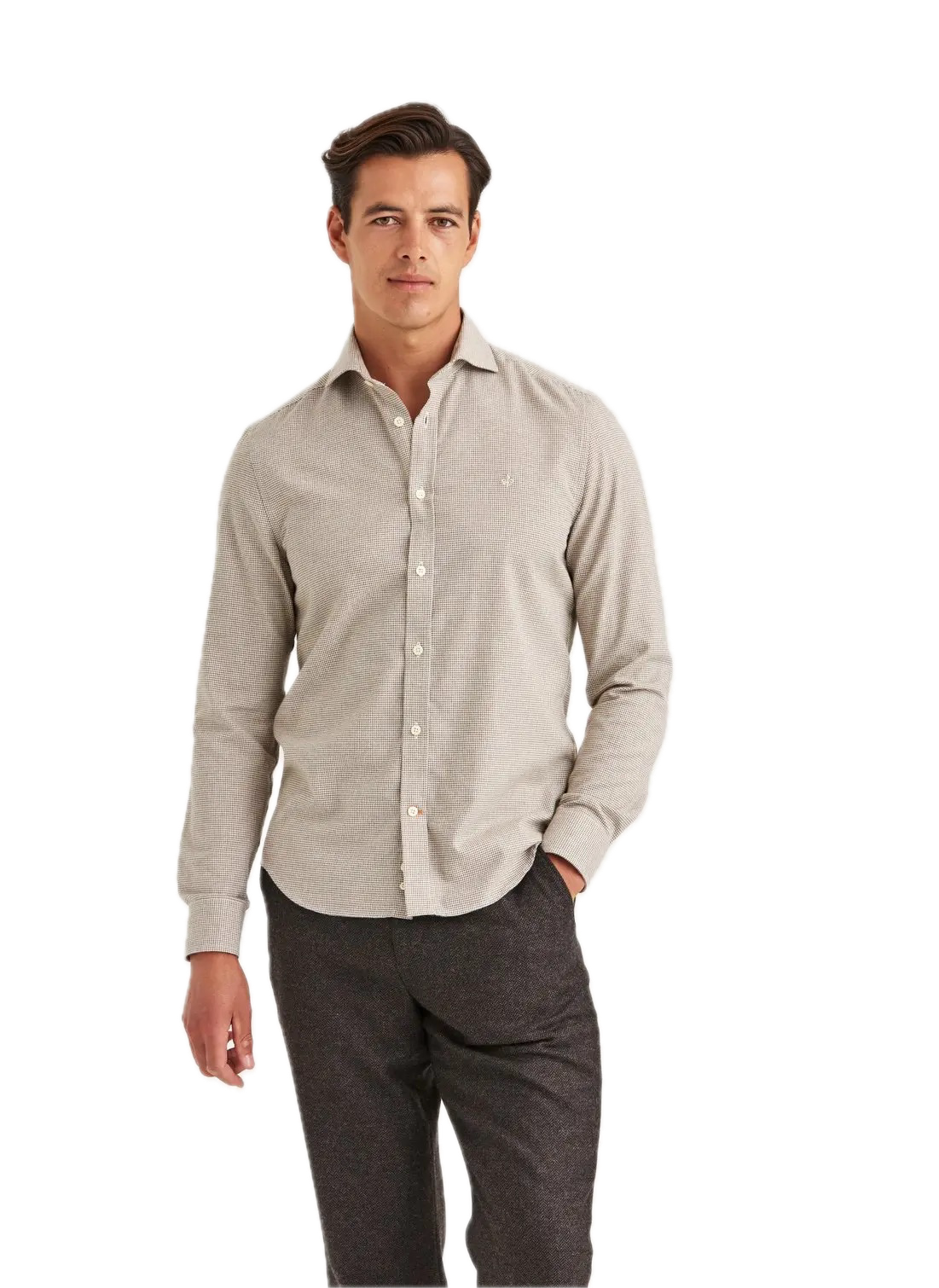 Soft Twill Dogtooth Shirt-Slim Fit