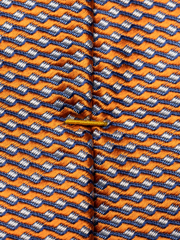 Orange Geometric Woven Silk Tie