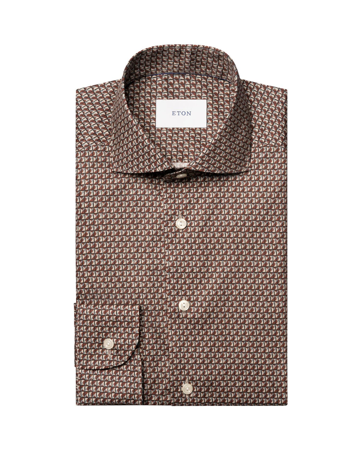 Dark Red Geometric Signature Twill Shirt