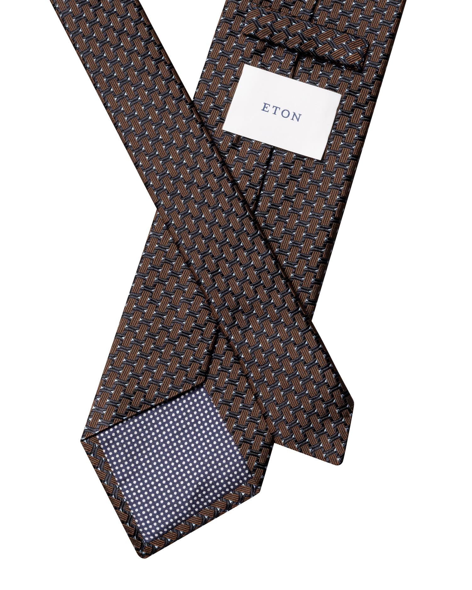 Brown Geometric Woven Silk Tie