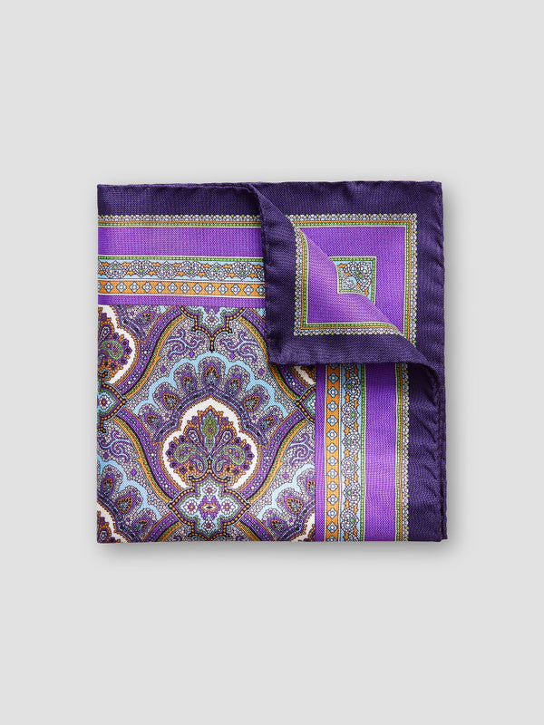 Purple Paisley Print Pocket Square