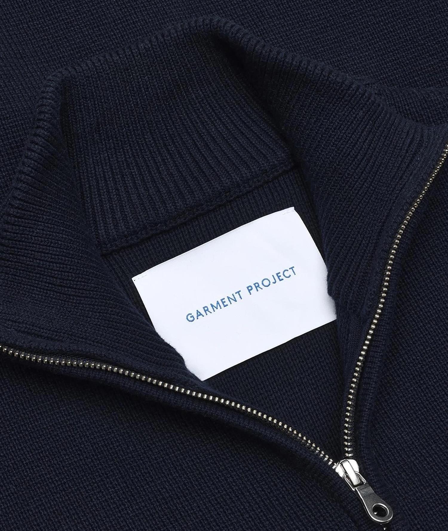 Zipper Knit Cardigan - Navy