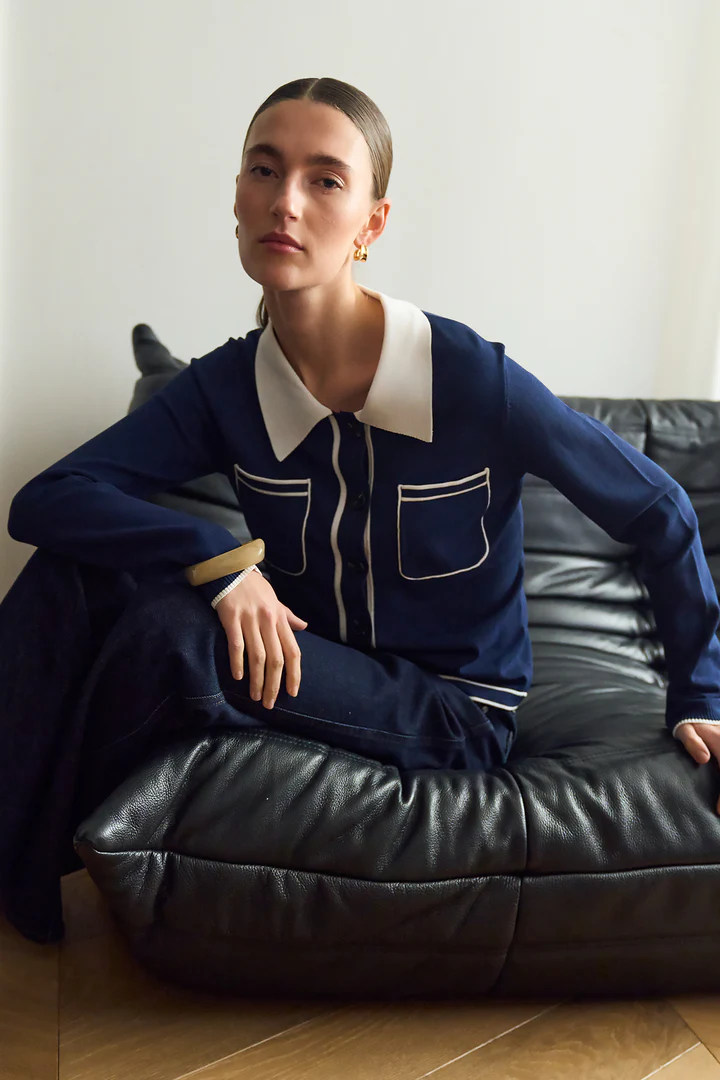 Vigga LS Contrast Polo Knit