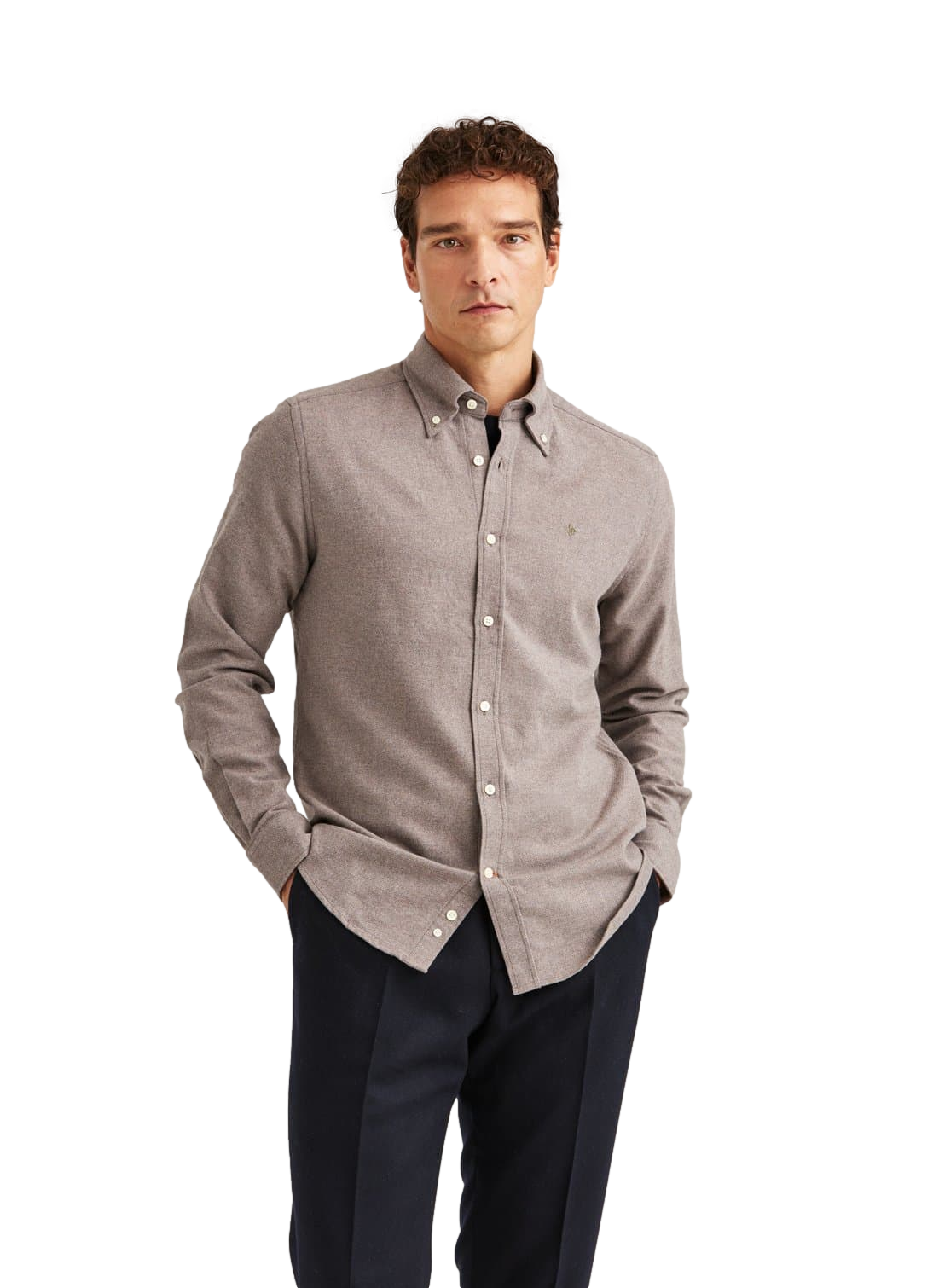 Twill Flannel Shirt-Slim Fit