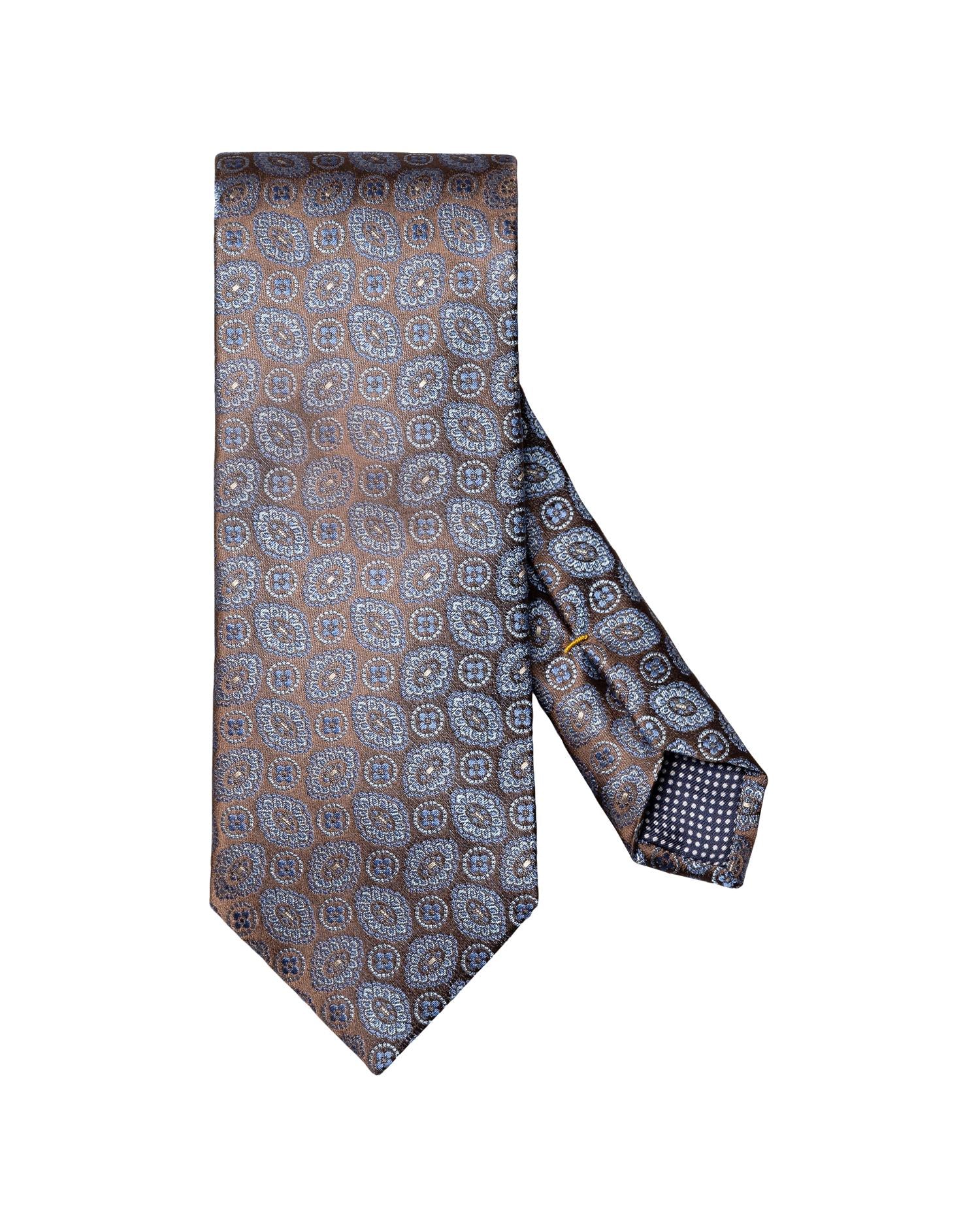 Brown Medallion Woven Silk Tie