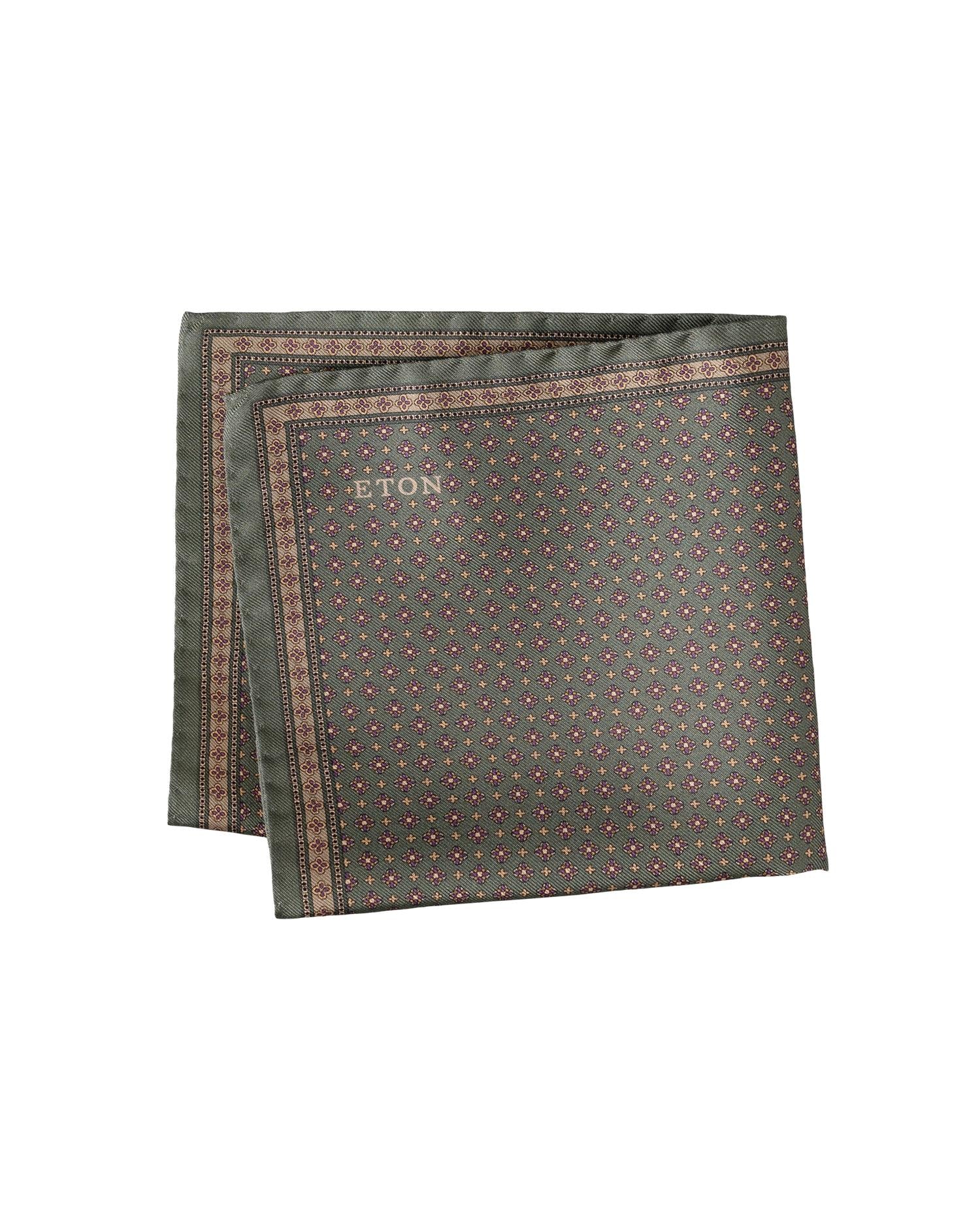 Mid green Micro Floral Dyed Silk Twill Pocket Square