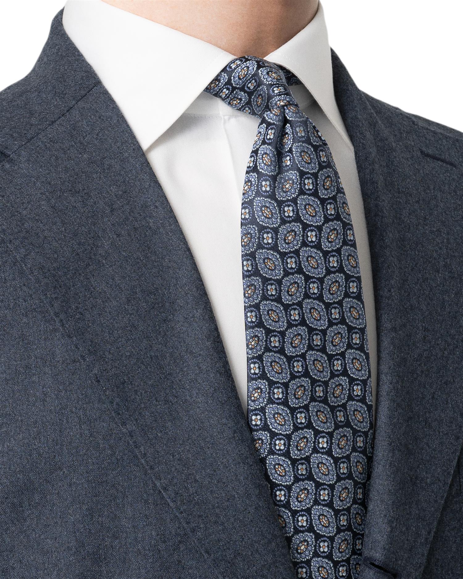 Dark blue Medallion Woven Silk Tie