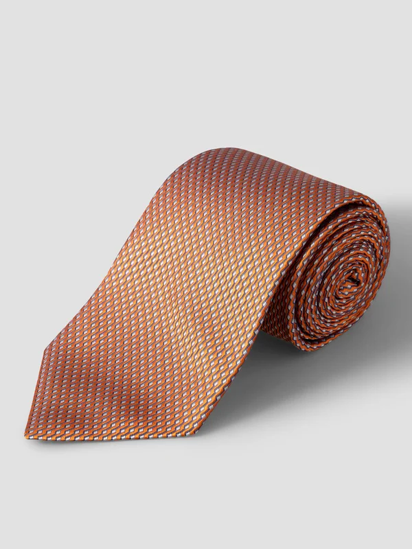 Orange Geometric Woven Silk Tie
