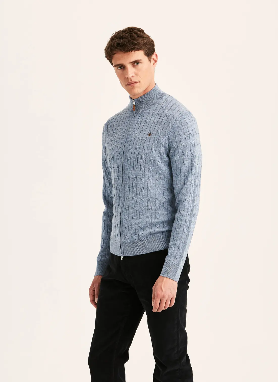 Merino Cable Zip Cardigan