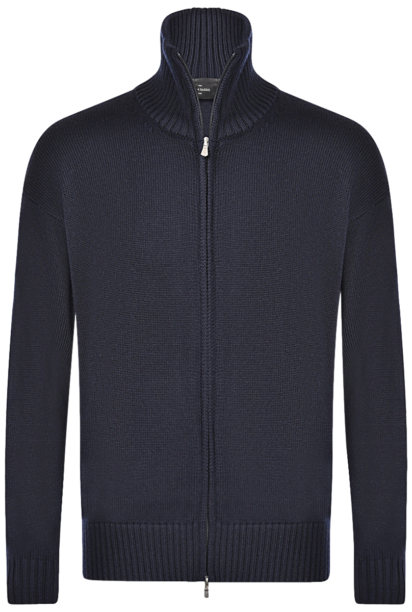 Heavy Knitted Merino Full Zip Navy