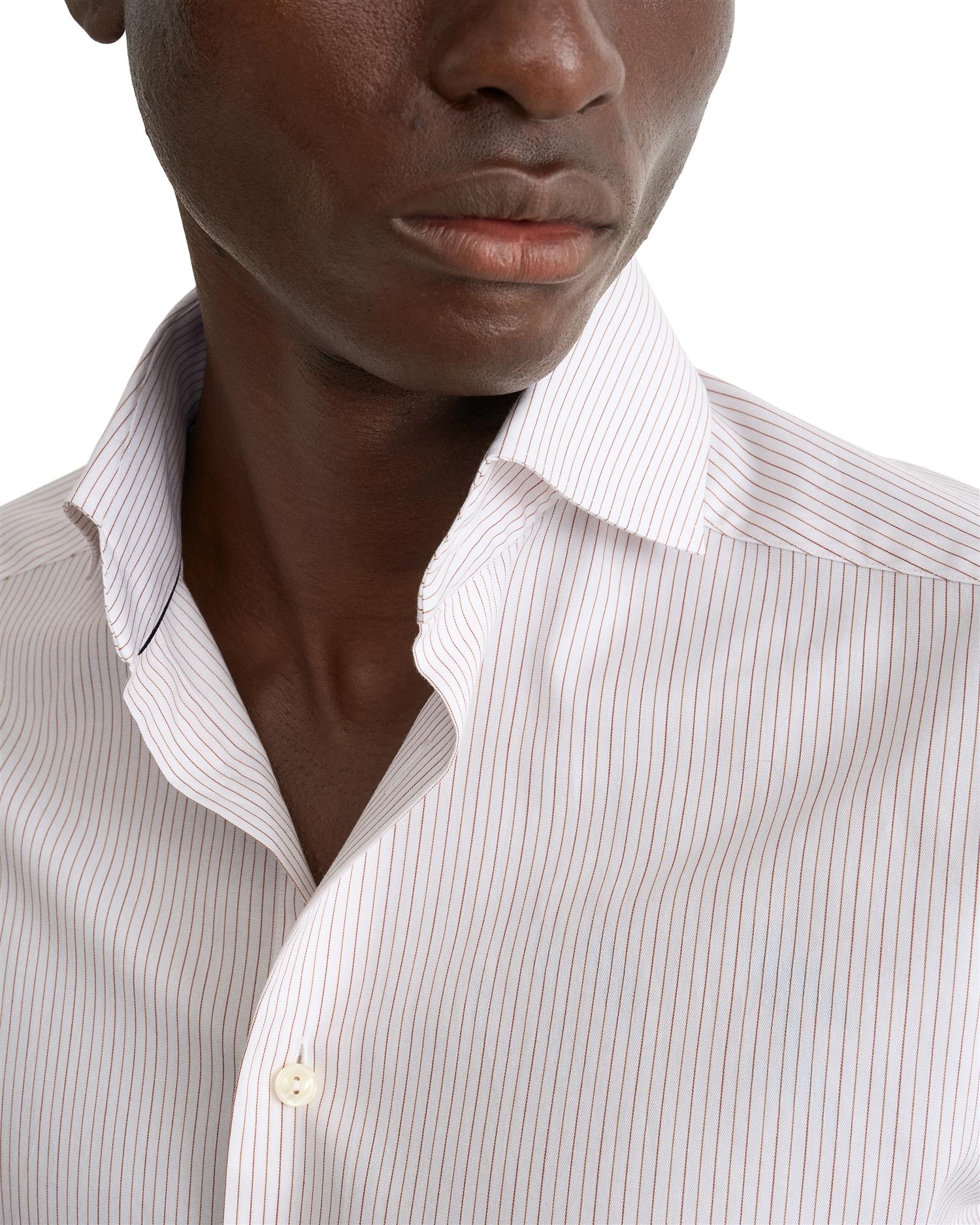 Orange Striped Fine Twill Shirt