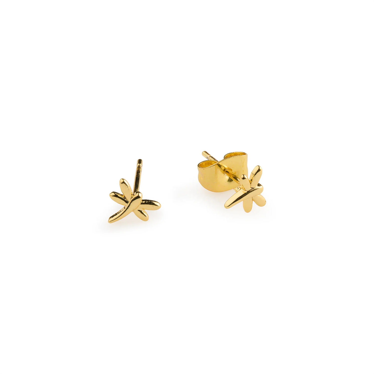 Noya - Minimalistic Dragonfly Stud Earrings - Gold