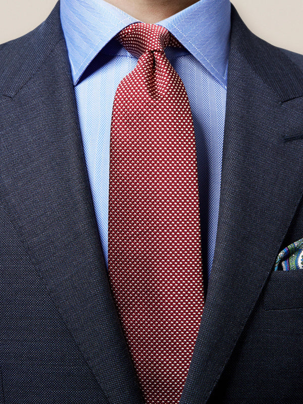 Red Geometric Woven Tie