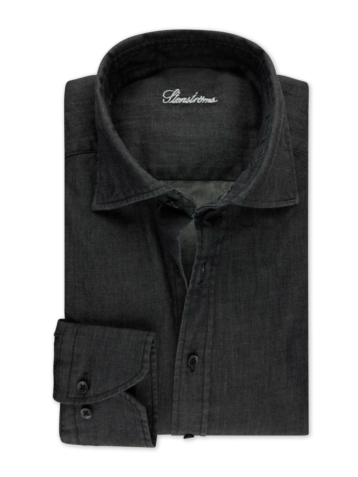 Avslappet Svart skjorte i denimstretch