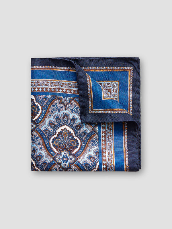 Blue Paisley Print Pocket Square