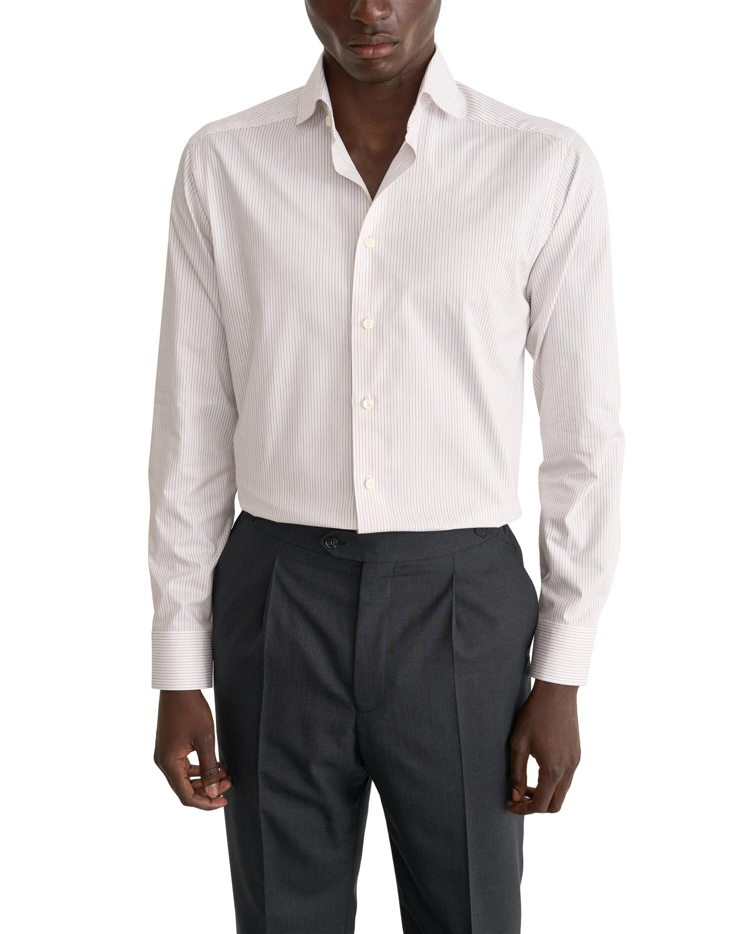 Orange Striped Fine Twill Shirt