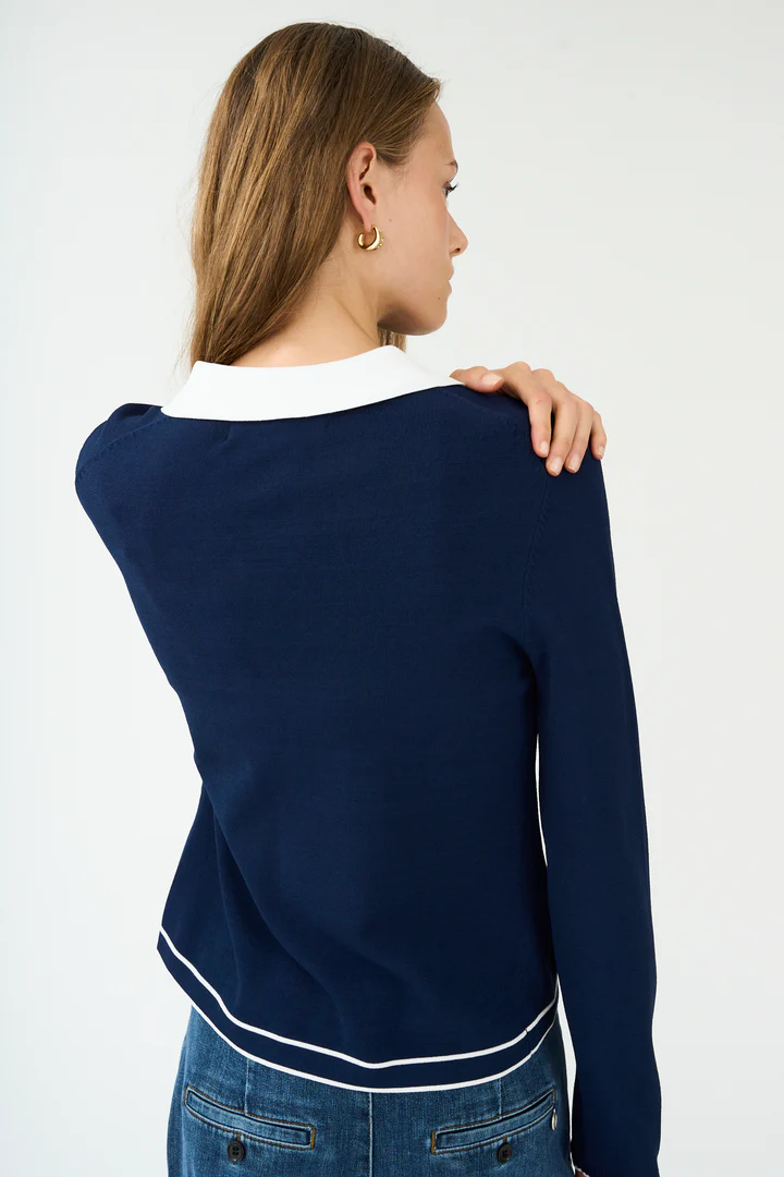 Vigga LS Contrast Polo Knit