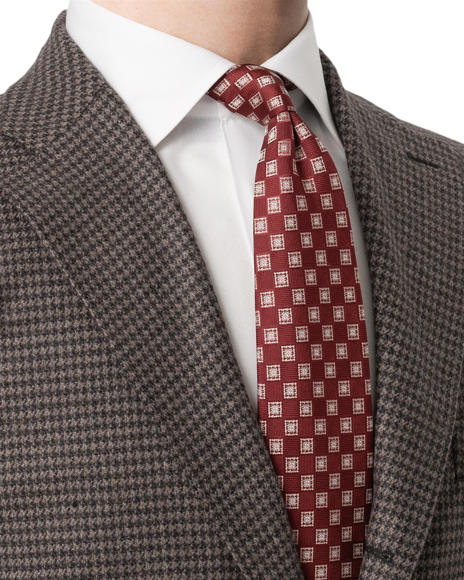 Dark Red Medallion Woven Silk Tie
