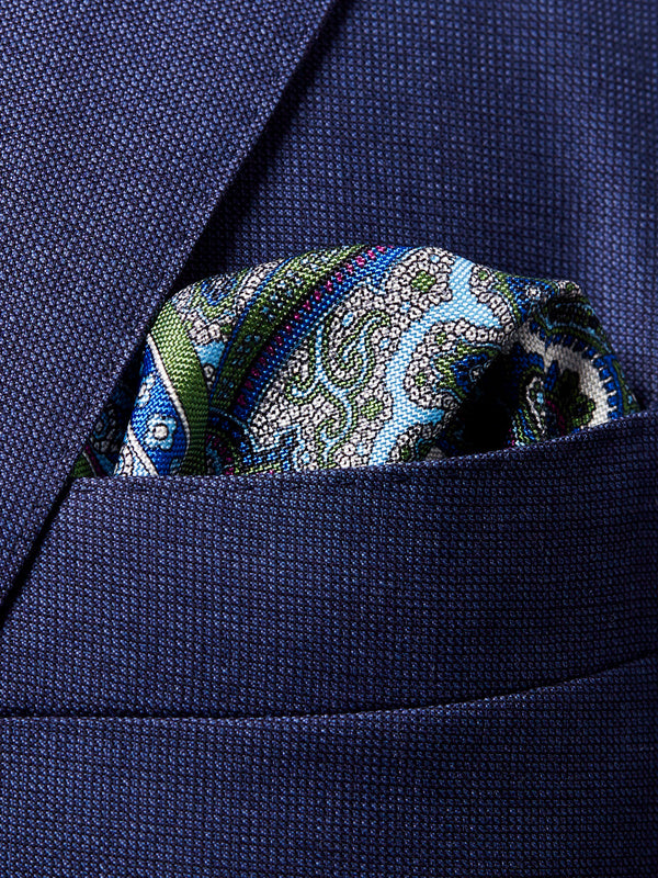 Green Paisley Print Pocket Square