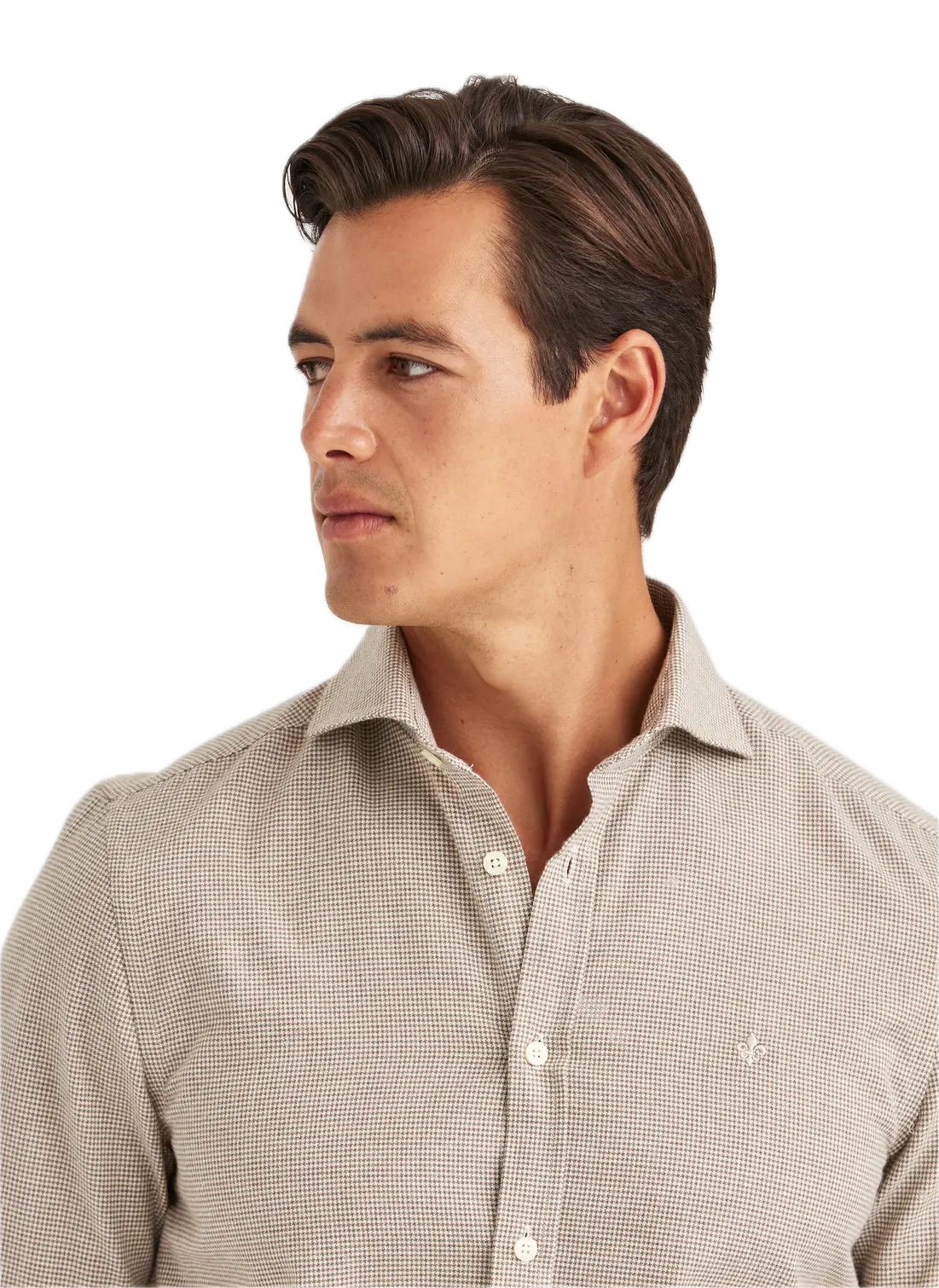 Soft Twill Dogtooth Shirt-Slim Fit