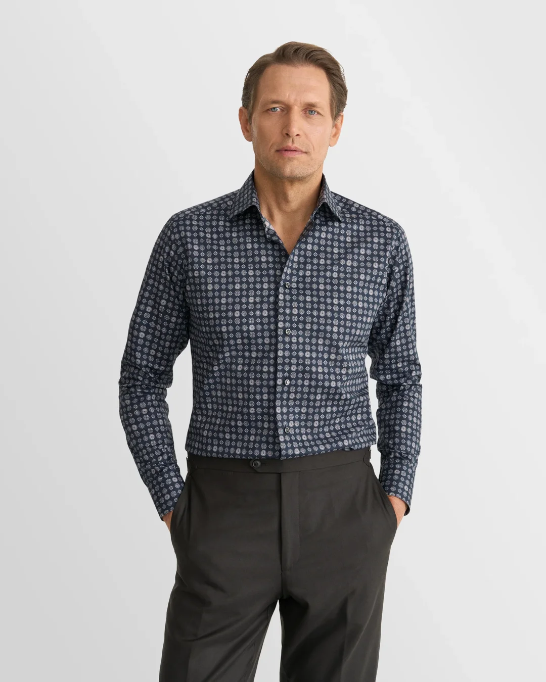 Navy blue Geometric Signature Twill Shirt