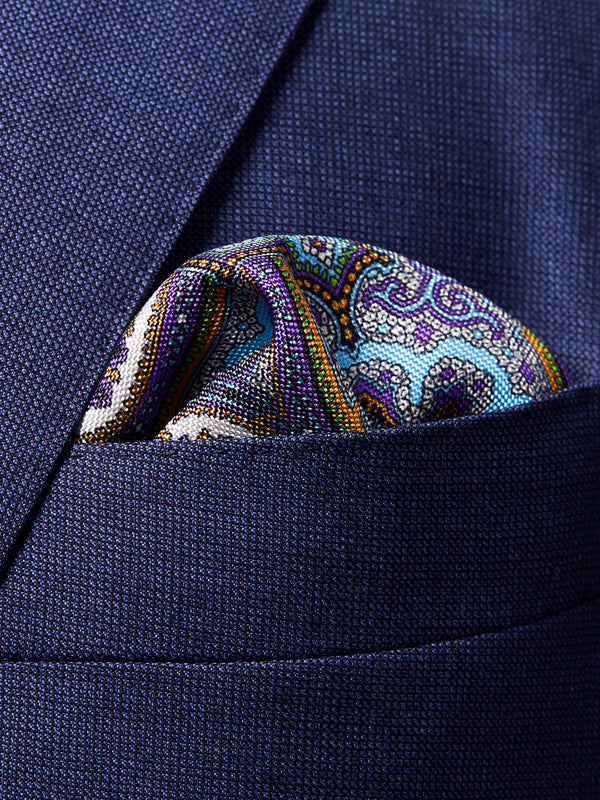 Purple Paisley Print Pocket Square