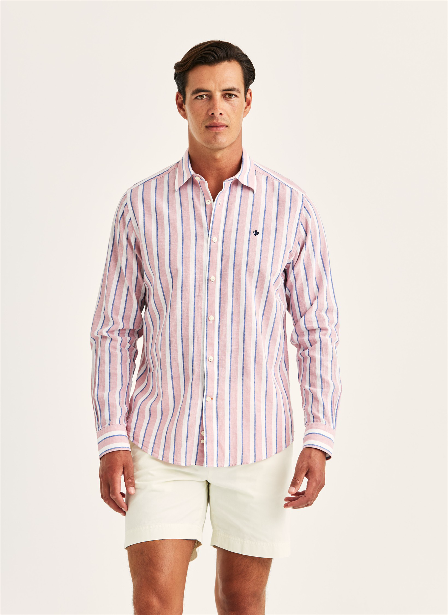 Douglas Linen Mix Stripe Shirt-Classic Fit